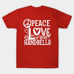 Peace Love Handbells Hearts Peace Design T-Shirt